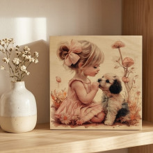 DREWNIANE PUDEŁKO Z DZIEWCZYNKĄ